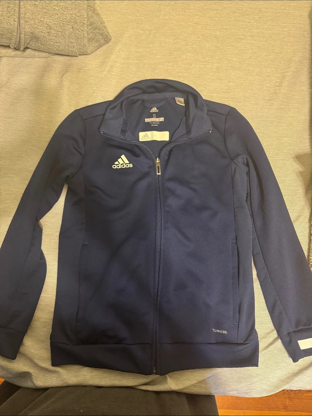 adidas Navy Full-Zip Kids Track Jacket